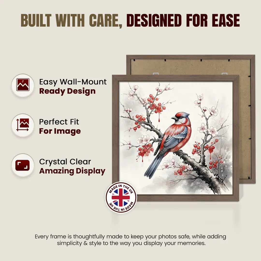 23x23" Sleek Walnut Picture Frame With Shatterproof Acrylic Front - Minimalist Wall Display thumbnail 7
