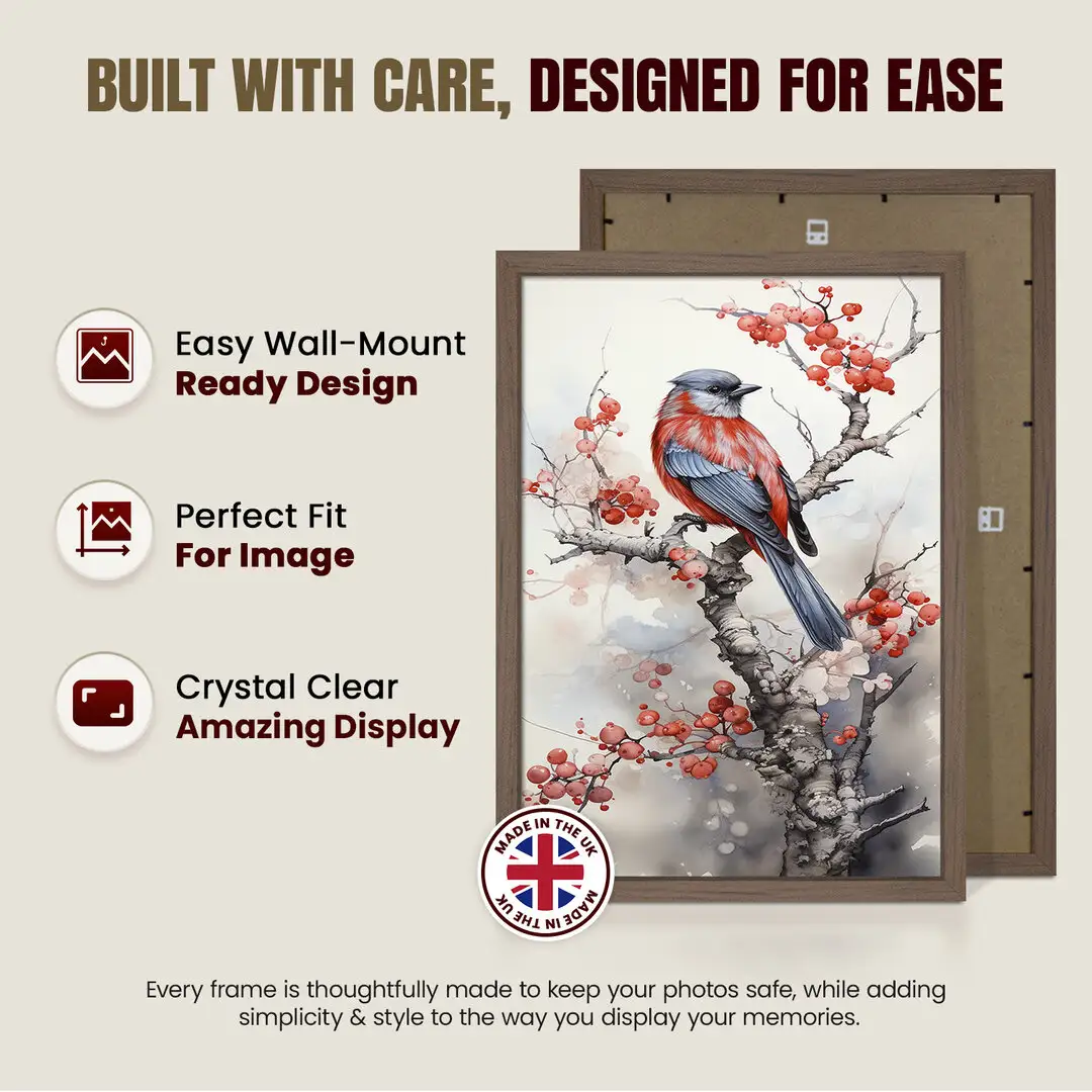 26x18" Sleek Walnut Picture Frame With Shatterproof Acrylic Front - Minimalist Wall Display thumbnail 7