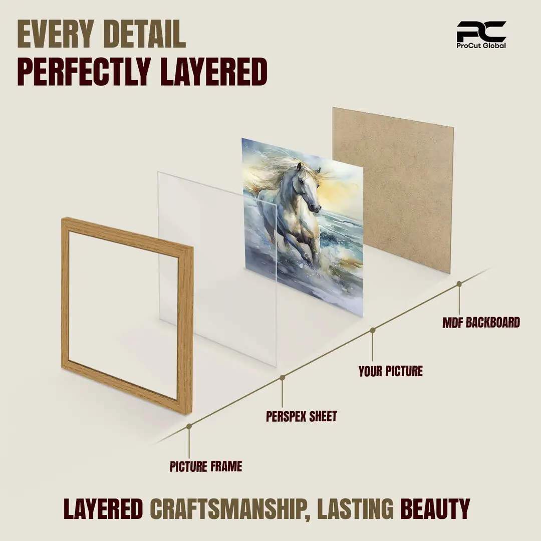 19x19" Sleek Oak Picture Frame With Shatterproof Acrylic Front - Minimalist Wall Display thumbnail 3