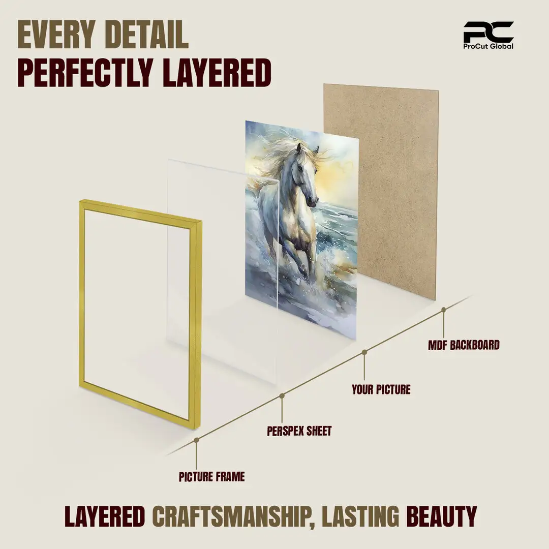 70x50cm Sleek Gold Picture Frame With Clear Acrylic Front - For Premium Wall Decor thumbnail 3