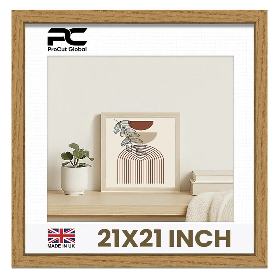 21x21" Sleek Oak Picture Frame With Clear Acrylic Front - For Premium Wall Decor