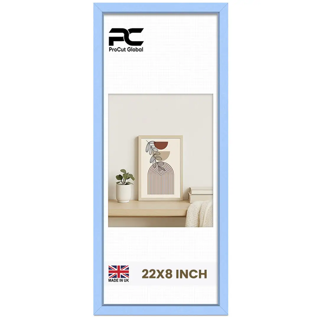 22x8" Sleek Baby Blue Picture Frame With Shatterproof Acrylic Front - Minimalist Wall Display