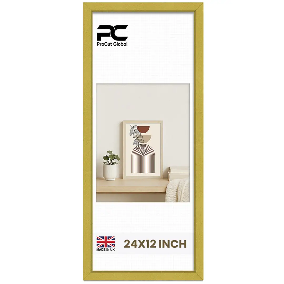 24x12" Sleek Gold Picture Frame With Shatterproof Acrylic Front - Minimalist Wall Display