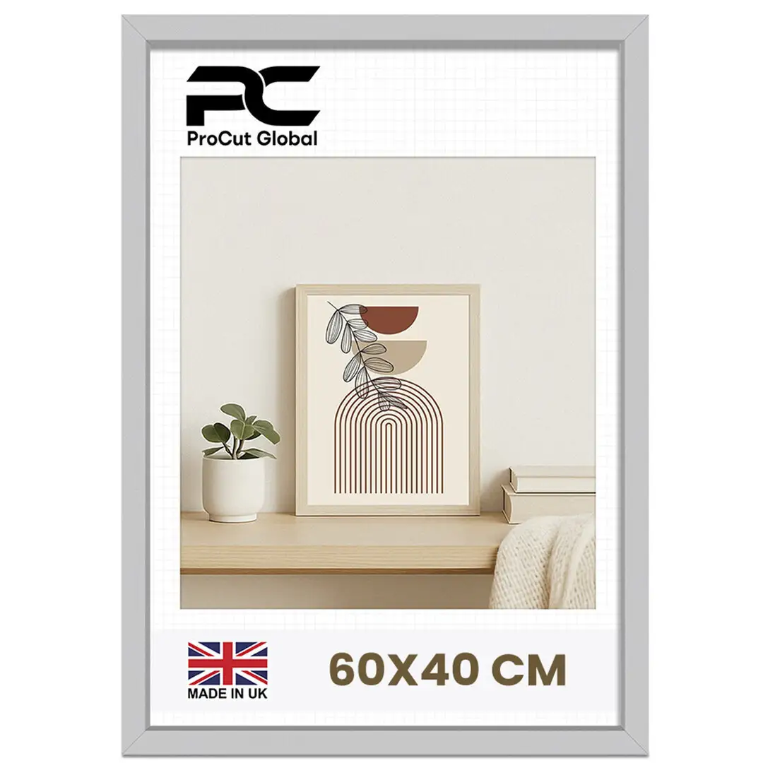 60x40cm Sleek Silver Picture Frame With Shatterproof Acrylic Front - Minimalist Wall Display