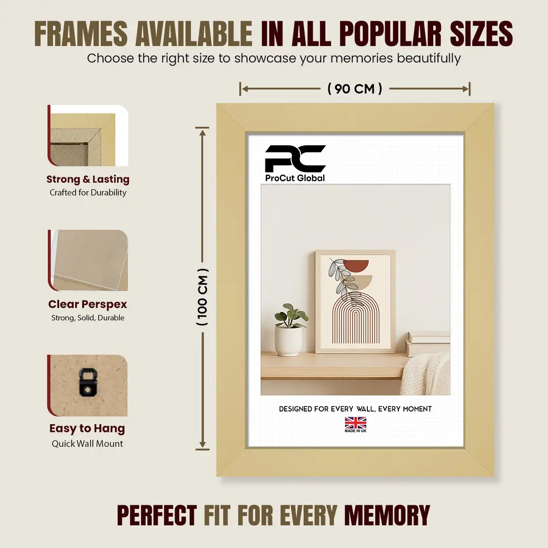100x90cm Modern Mustard Yellow Picture Frame | Beautiful Wall Frame With Perspex Front thumbnail 4