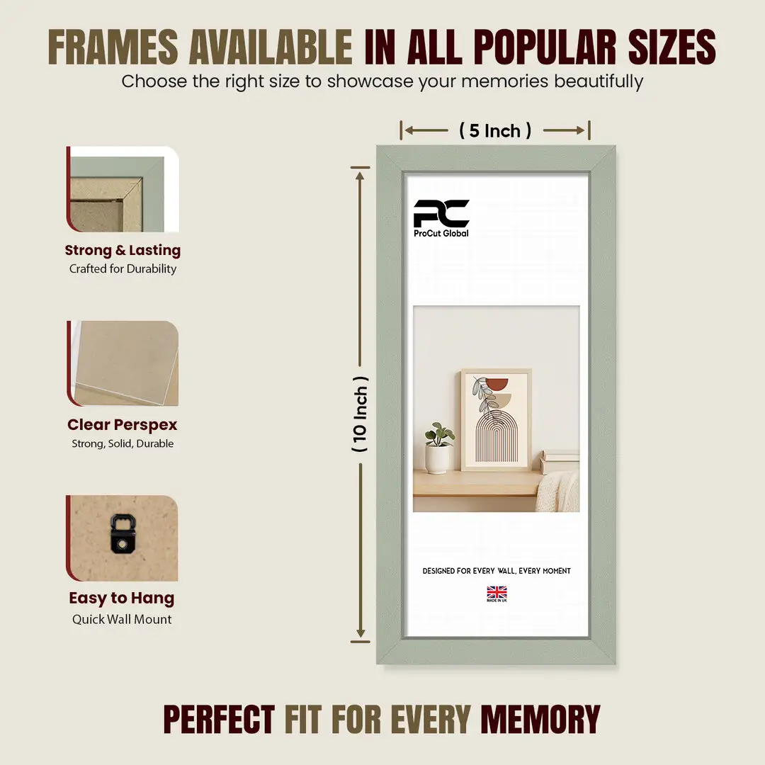 10x5" Modern Green Picture Frame | Beautiful Wall Frame With Perspex Front thumbnail 4