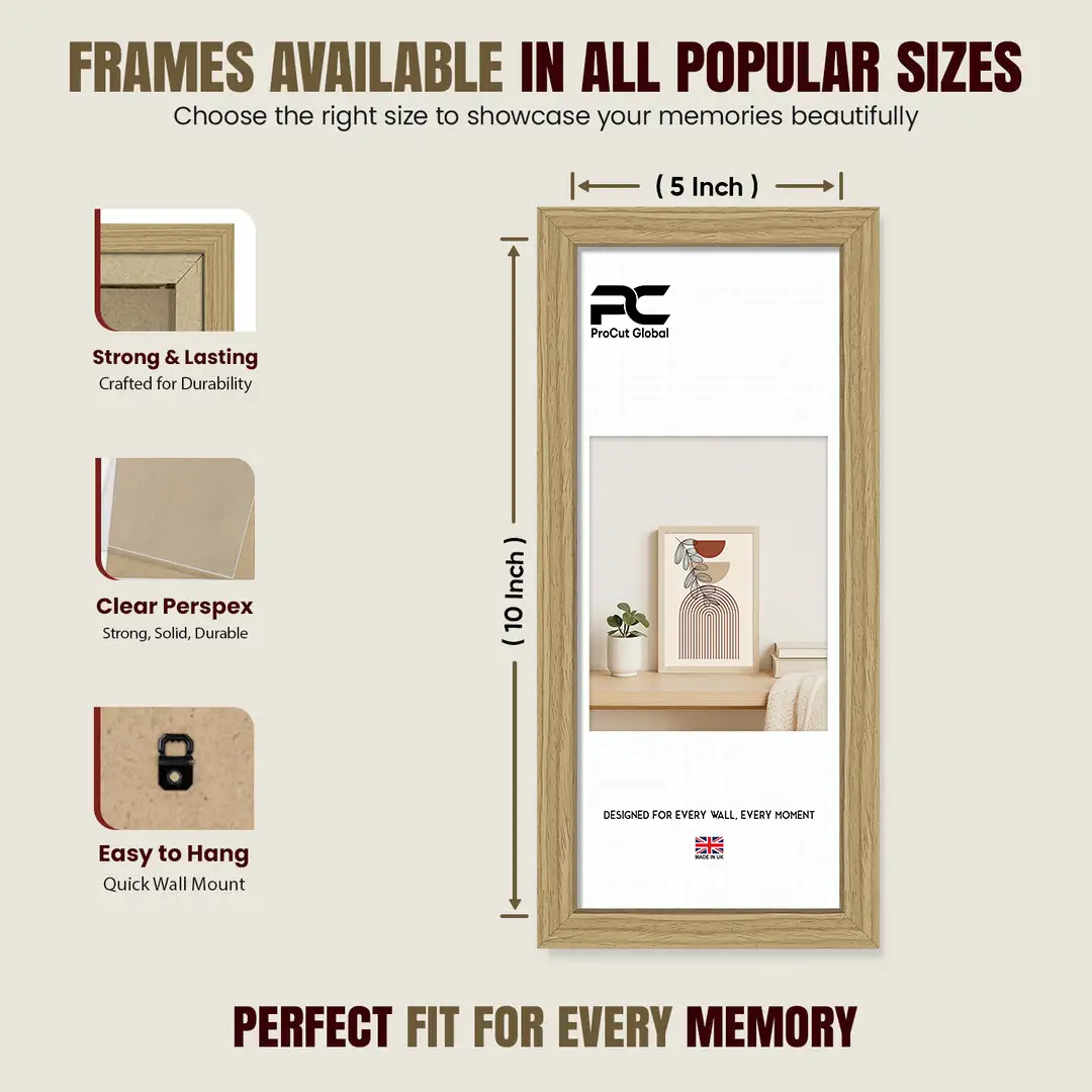10x5" Modern Light Oak Picture Frame - Elegant Wall Frame With Perspex Front thumbnail 4