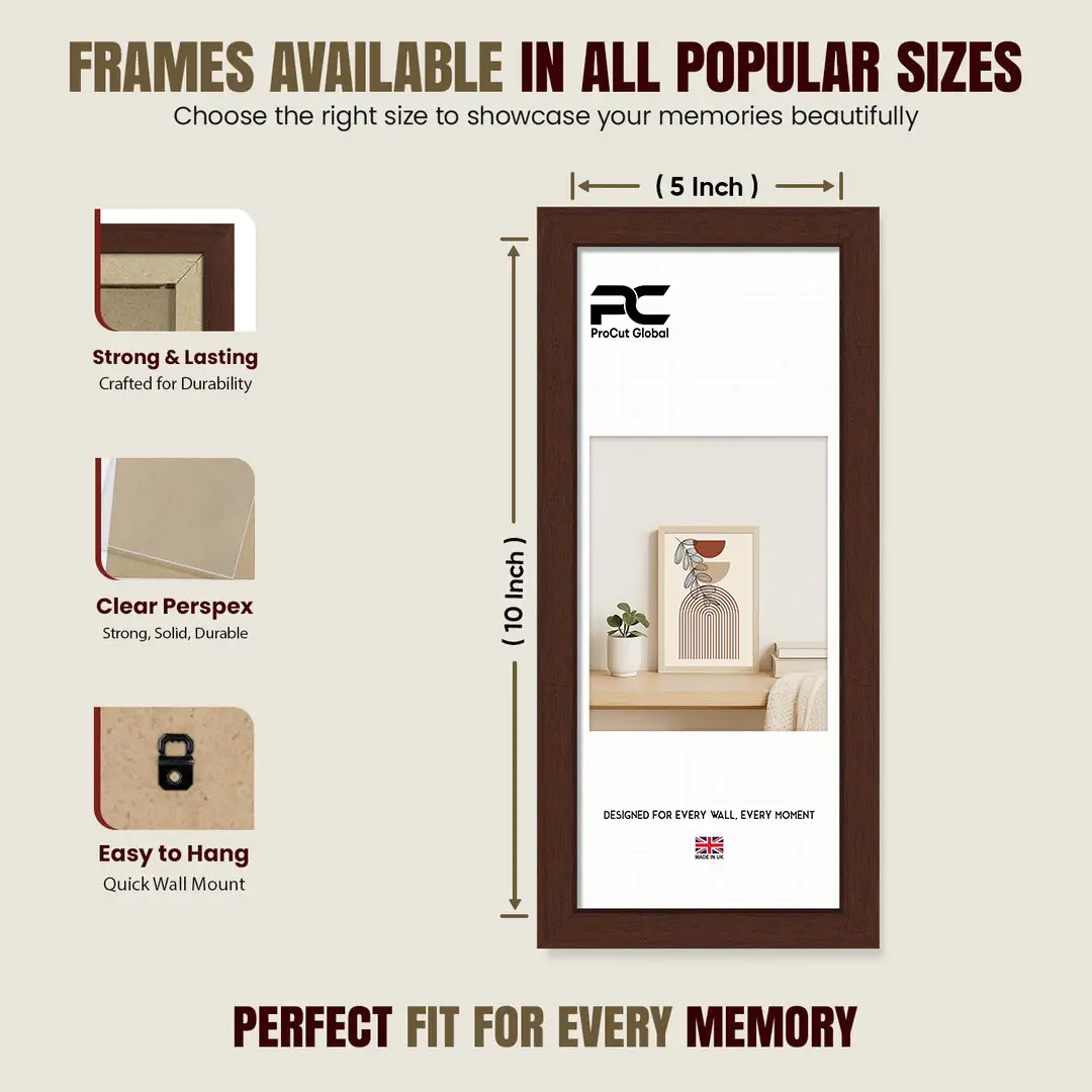 10x5" Modern Rose Wood Picture Frame | Beautiful Wall Frame With Perspex Front thumbnail 4