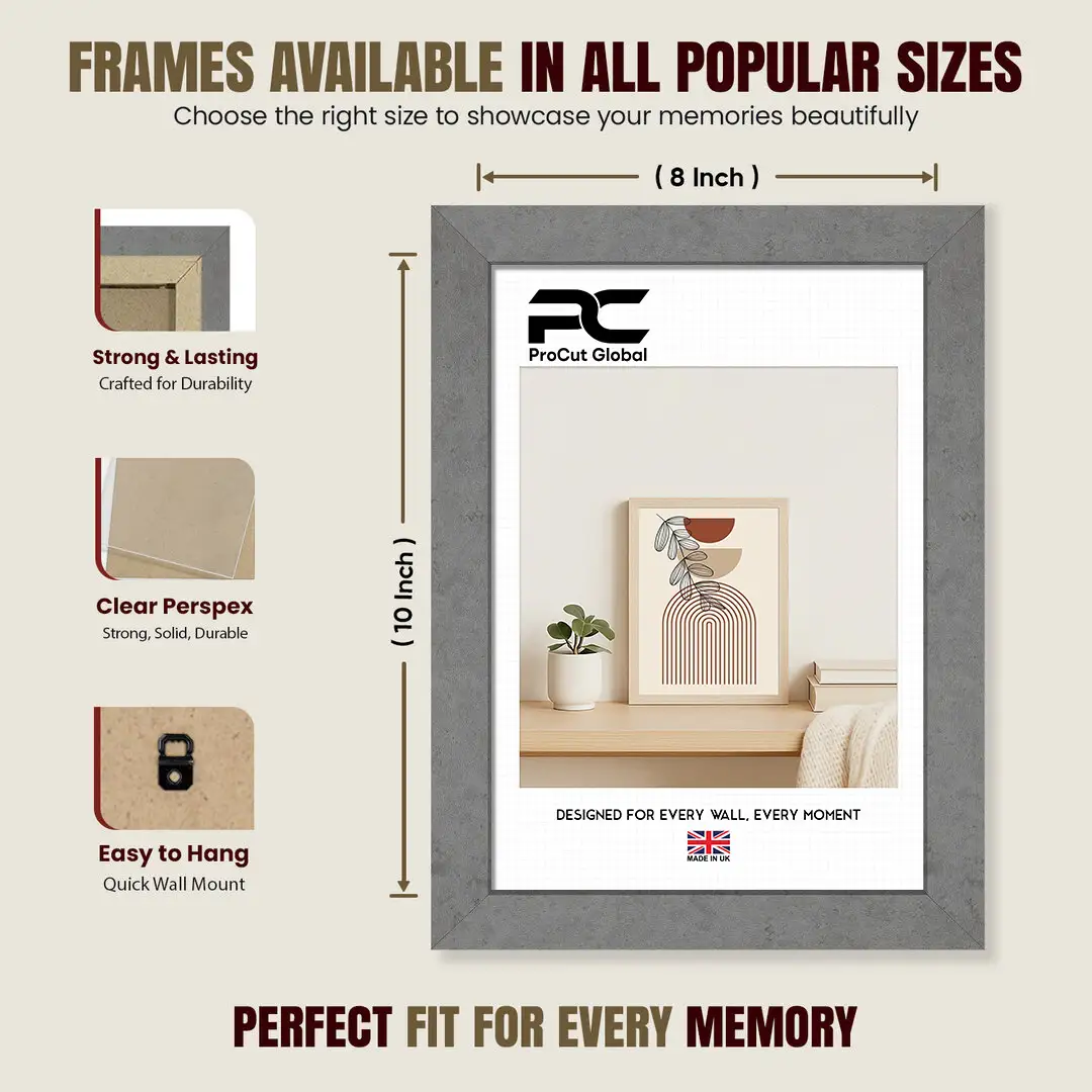 10x8" Modern Grey Marble Picture Frame - Premium Photo Frame With Perspex Front thumbnail 4