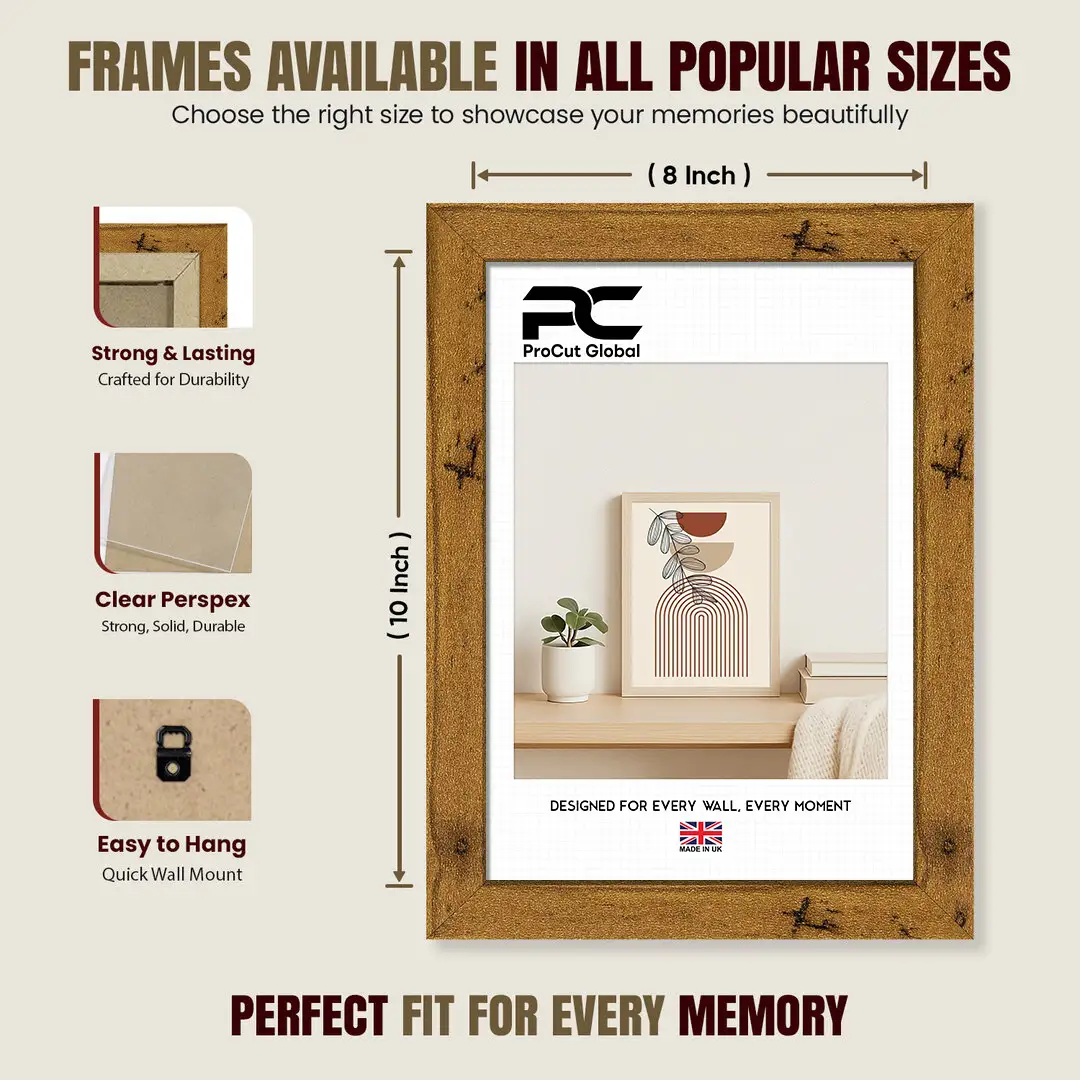 10x8" Modern Rustic Oak Picture Frame - Premium Photo Frame With Perspex Front thumbnail 4