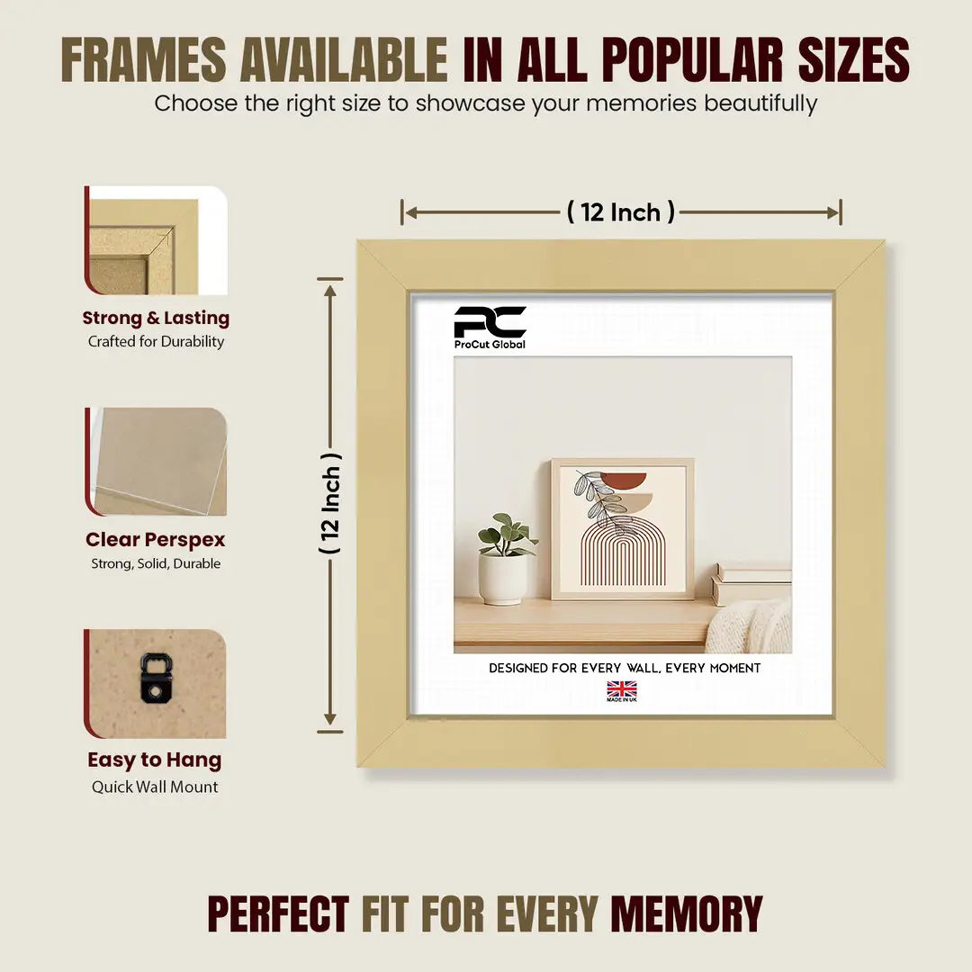 12x12" Modern Mustard Yellow Picture Frame | Beautiful Wall Frame With Perspex Front thumbnail 4