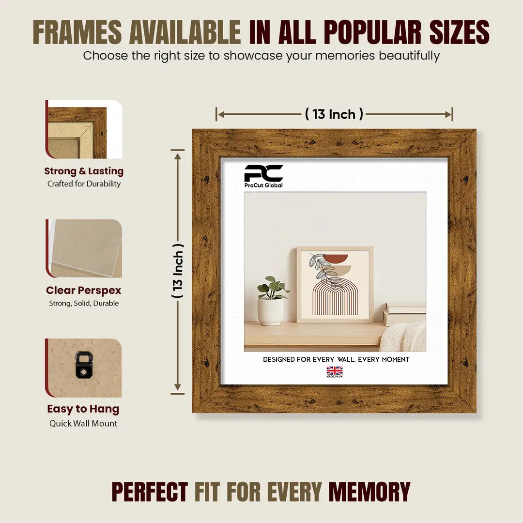 13x13" Modern Rustic Oak Picture Frame - Premium Photo Frame With Perspex Front thumbnail 4