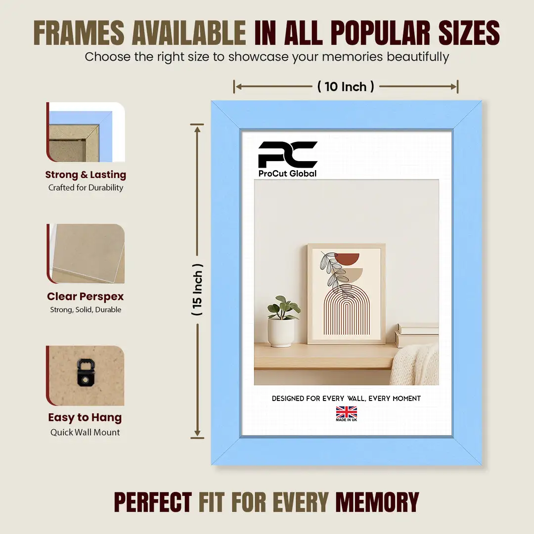 15x10" Modern Baby Blue Picture Frame - Premium Photo Frame With Perspex Front thumbnail 4
