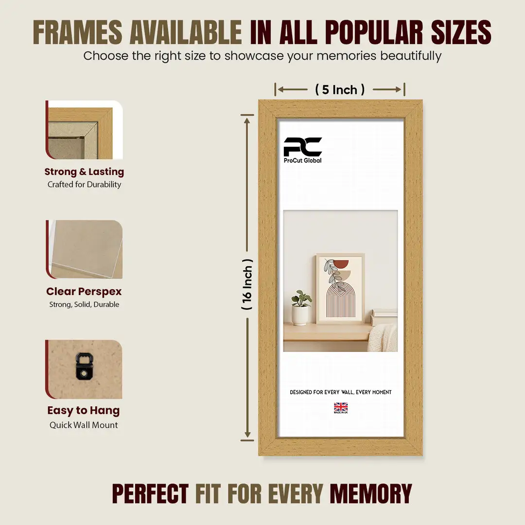 16x5" Modern Country Pine Picture Frame | Beautiful Wall Frame With Perspex Front thumbnail 4
