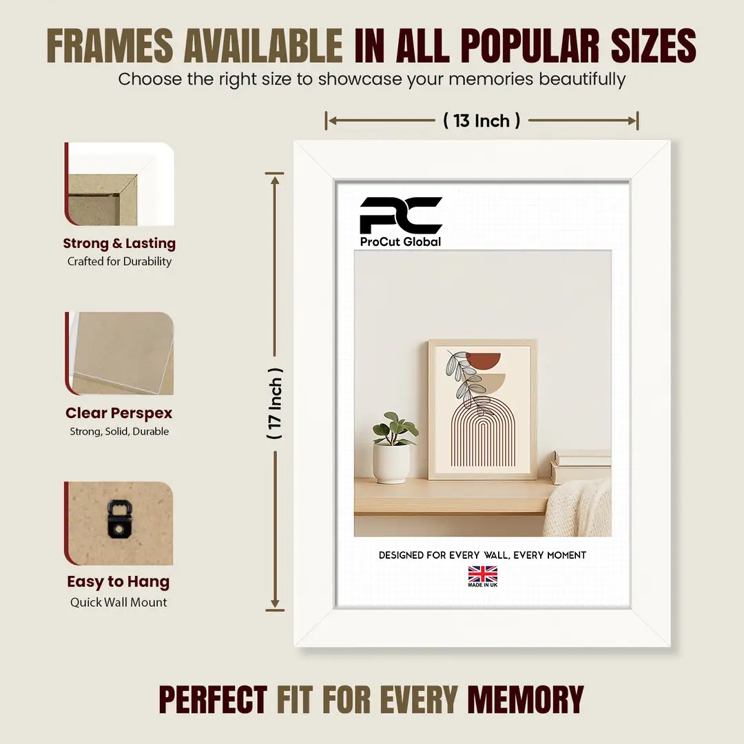 17x13" Modern White Picture Frame | Beautiful Wall Frame With Perspex Front thumbnail 4