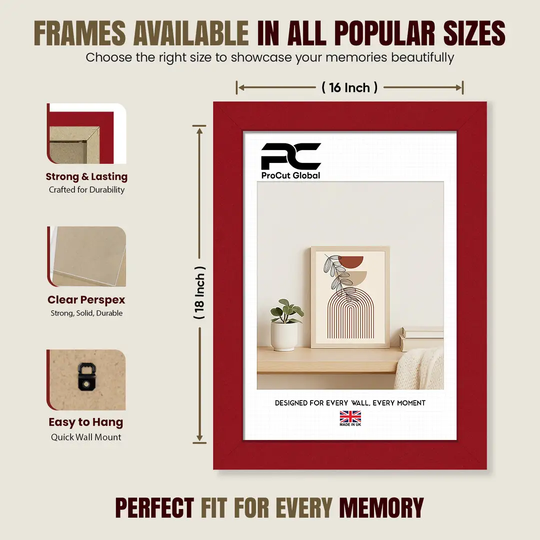 18x16" Modern Red Picture Frame - Premium Photo Frame With Perspex Front thumbnail 4
