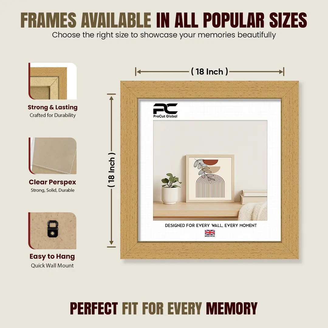 18x18" Modern Country Pine Picture Frame - Elegant Wall Frame With Perspex Front thumbnail 4