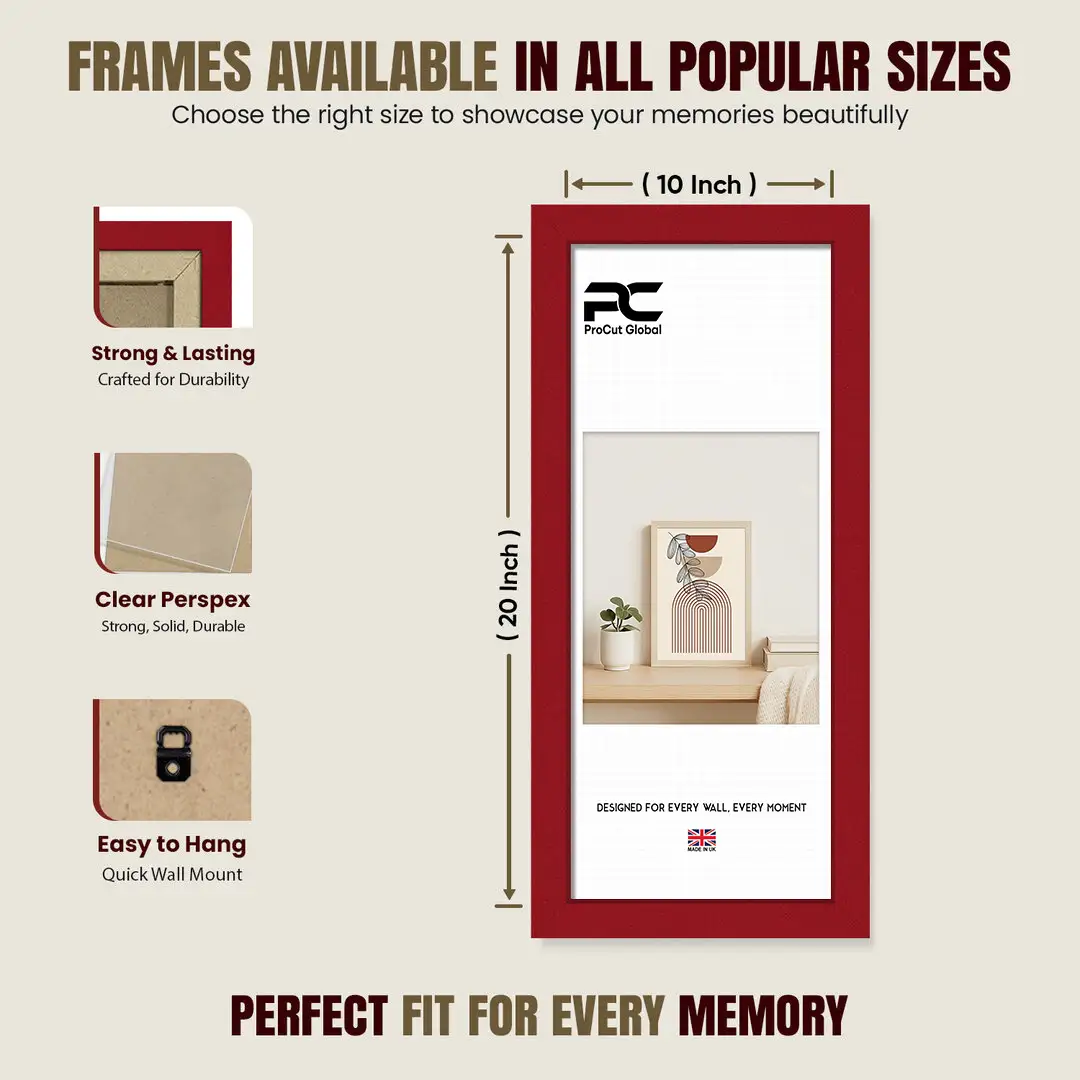 20x10" Modern Red Picture Frame - Premium Photo Frame With Perspex Front thumbnail 4