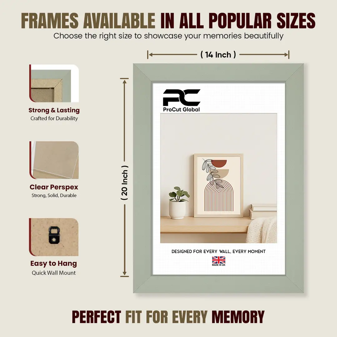 20x14" Modern Green Picture Frame - Elegant Wall Frame With Perspex Front thumbnail 4