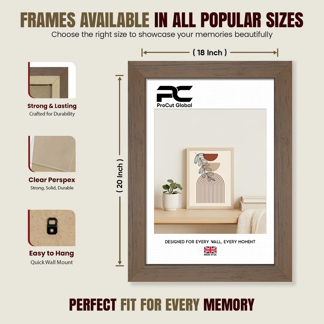 20x18" Modern Walnut Picture Frame - Elegant Wall Frame With Perspex Front thumbnail 4