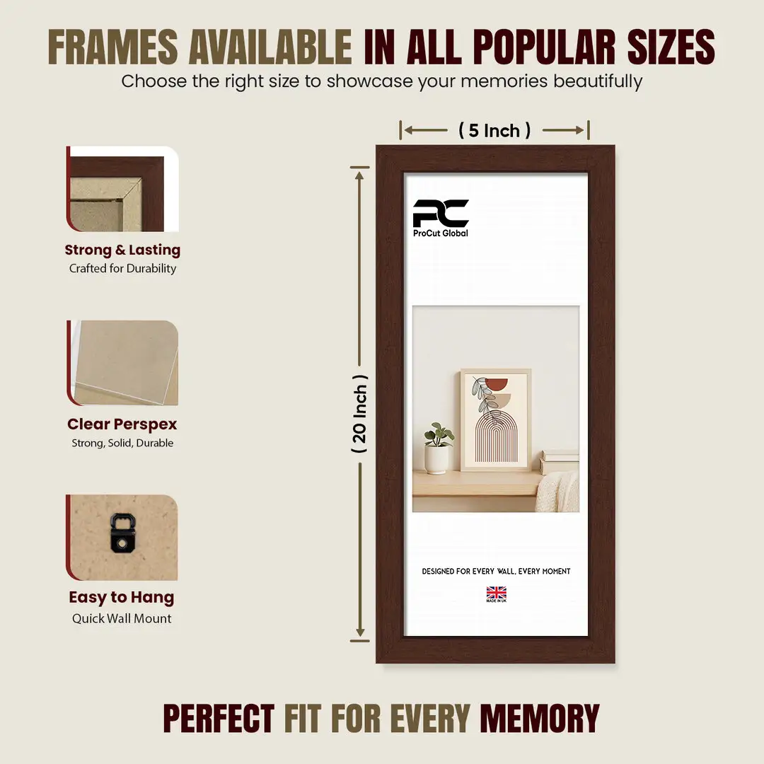 20x5" Modern Rose Wood Picture Frame - Premium Photo Frame With Perspex Front thumbnail 4