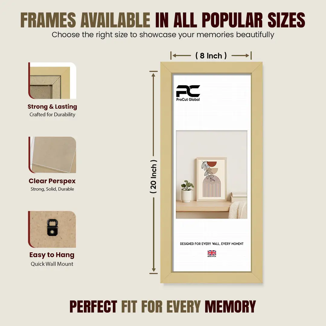 20x8" Modern Mustard Yellow Picture Frame - Premium Photo Frame With Perspex Front thumbnail 4