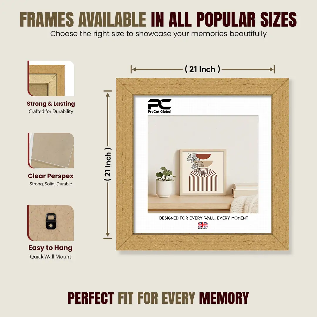21x21" Modern Country Pine Picture Frame | Beautiful Wall Frame With Perspex Front thumbnail 4