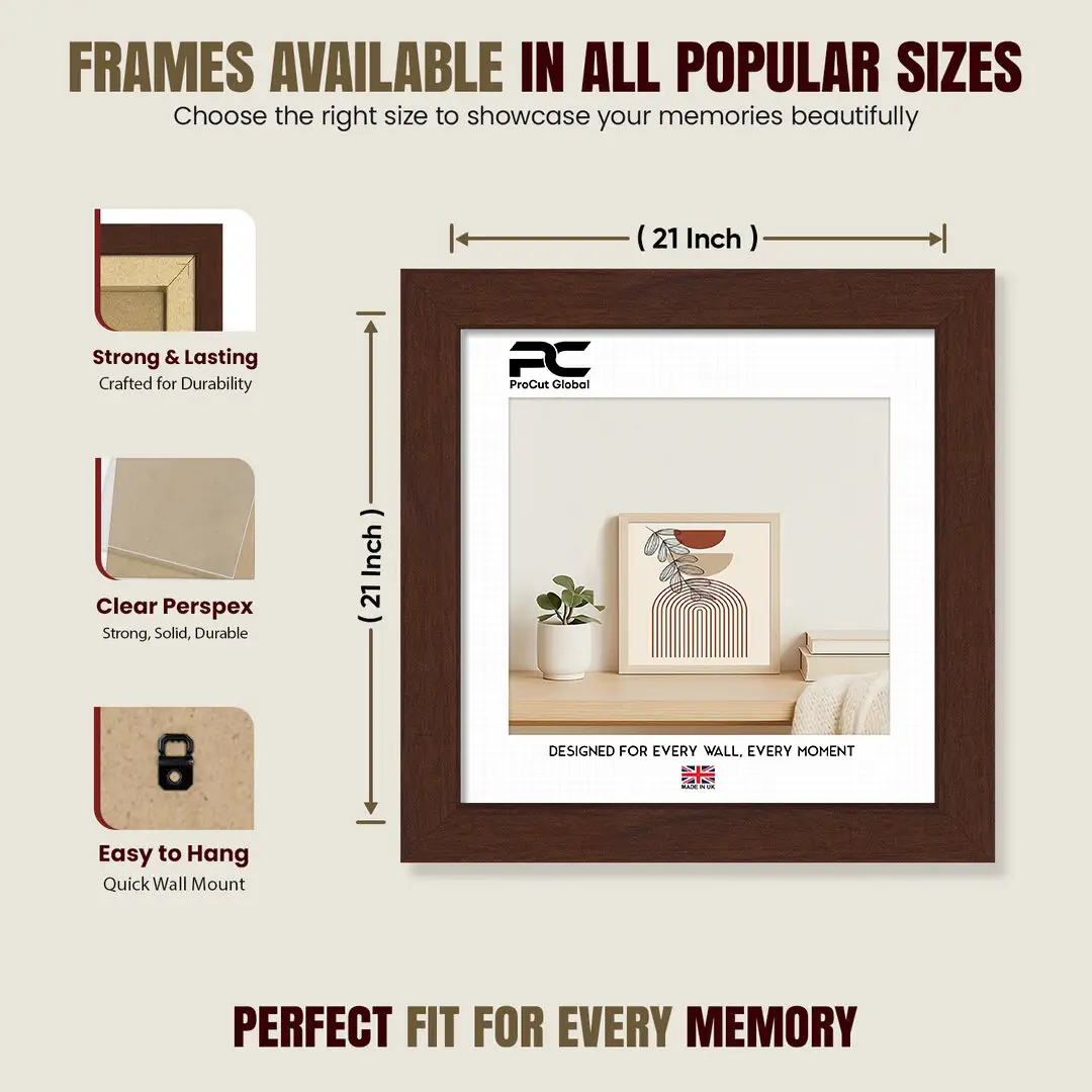 21x21" Modern Rose Wood Picture Frame | Beautiful Wall Frame With Perspex Front thumbnail 4