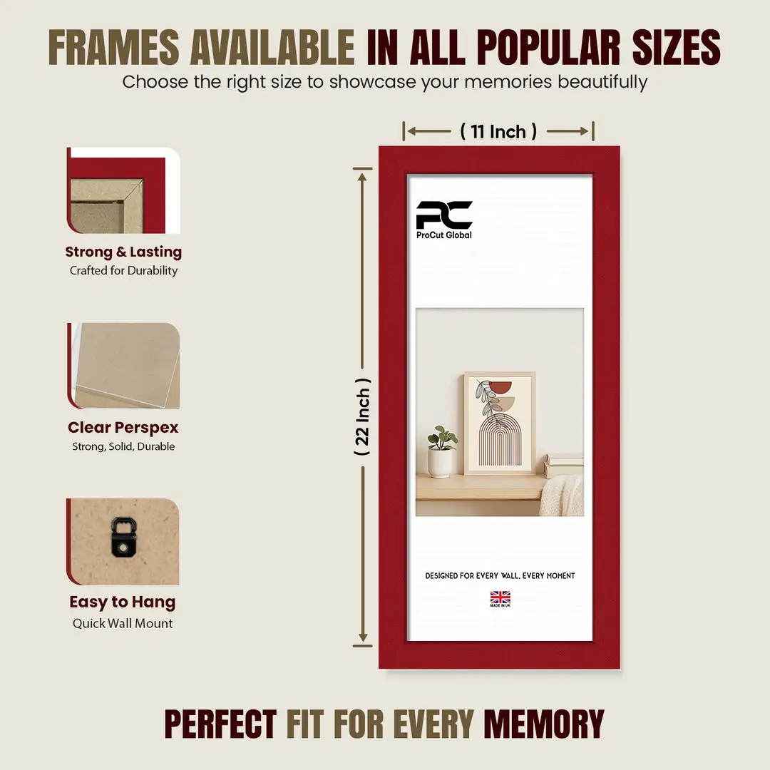 22x11" Modern Red Picture Frame | Beautiful Wall Frame With Perspex Front thumbnail 4