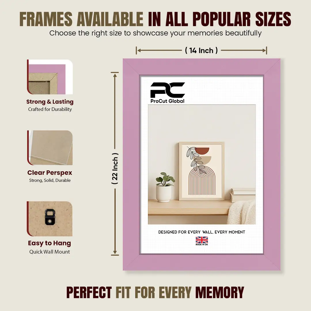 22x14" Modern Pastel Pink Picture Frame | Beautiful Wall Frame With Perspex Front thumbnail 4