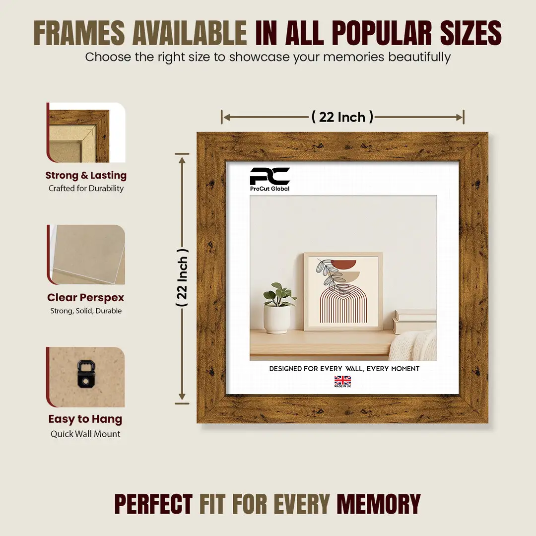 22x22" Modern Rustic Oak Picture Frame | Beautiful Wall Frame With Perspex Front thumbnail 4