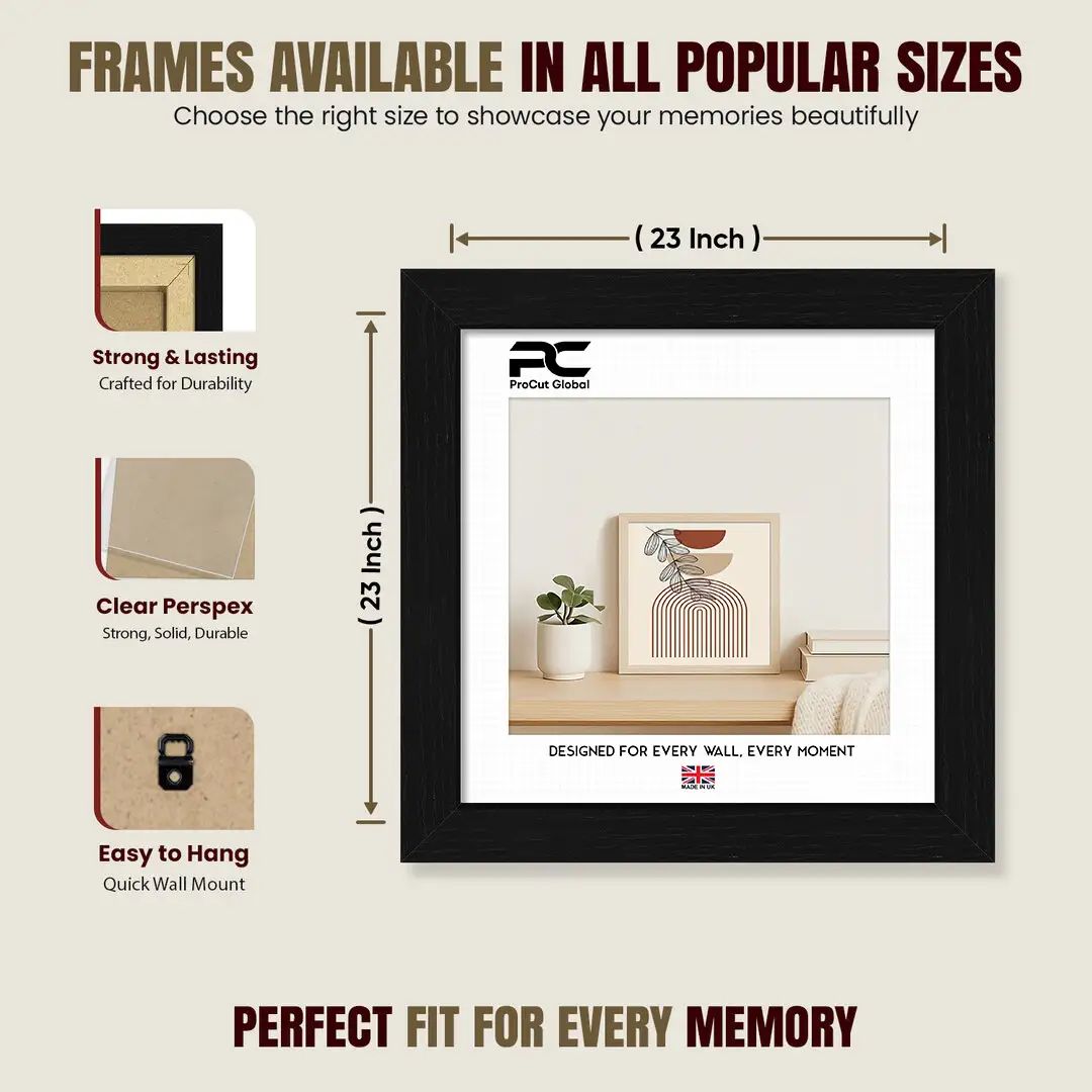 23x23" Modern Black Picture Frame - Premium Photo Frame With Perspex Front thumbnail 4