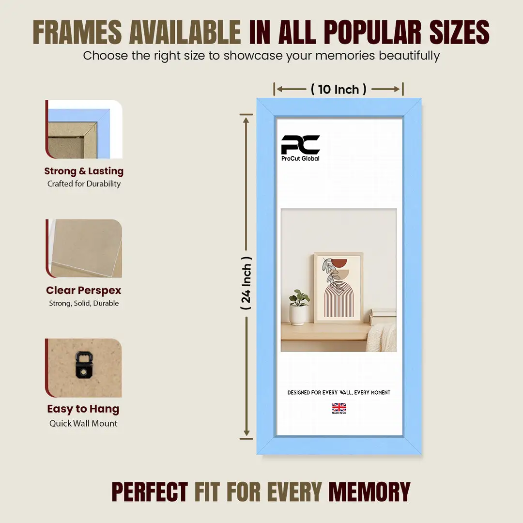 24x10" Modern Baby Blue Picture Frame - Premium Photo Frame With Perspex Front thumbnail 4