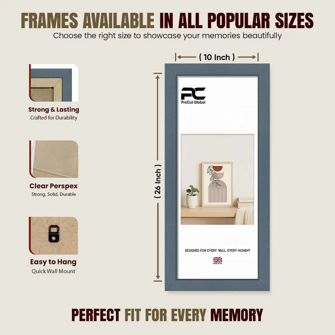 26x10" Modern Navy Blue Picture Frame - Elegant Wall Frame With Perspex Front thumbnail 4