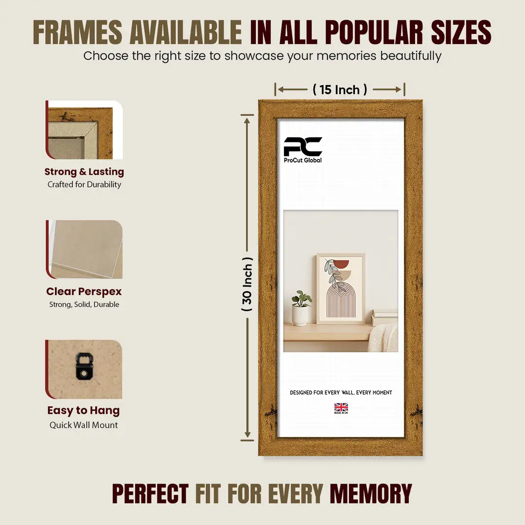 30x15" Modern Rustic Oak Picture Frame | Beautiful Wall Frame With Perspex Front thumbnail 4