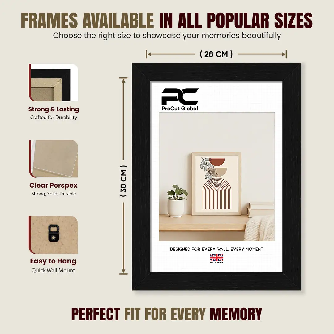 30x28cm Modern Black Picture Frame | Beautiful Wall Frame With Perspex Front thumbnail 4