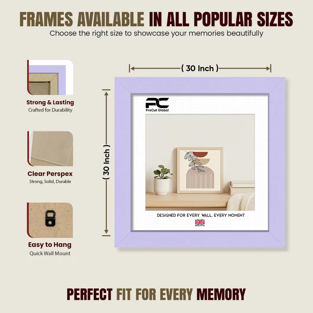 30x30" Modern Purple Picture Frame - Premium Photo Frame With Perspex Front thumbnail 4