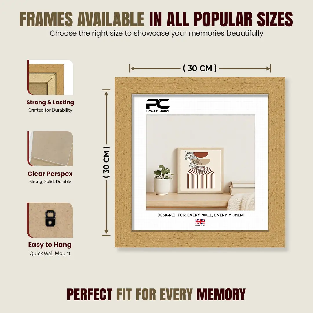 30x30cm Modern Country Pine Picture Frame - Elegant Wall Frame With Perspex Front thumbnail 4
