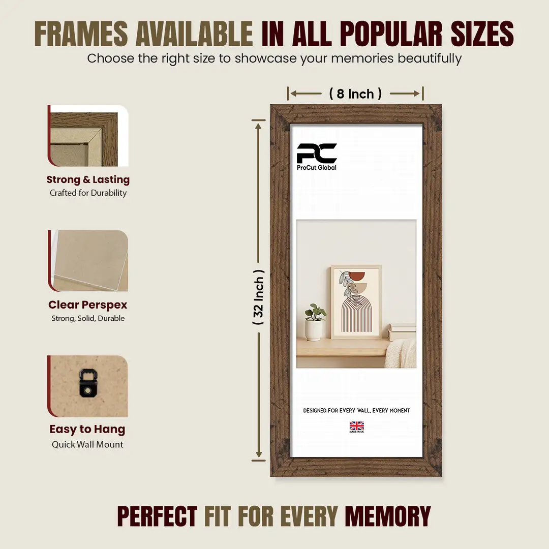 32x8" Modern Dark Oak Picture Frame | Beautiful Wall Frame With Perspex Front thumbnail 4