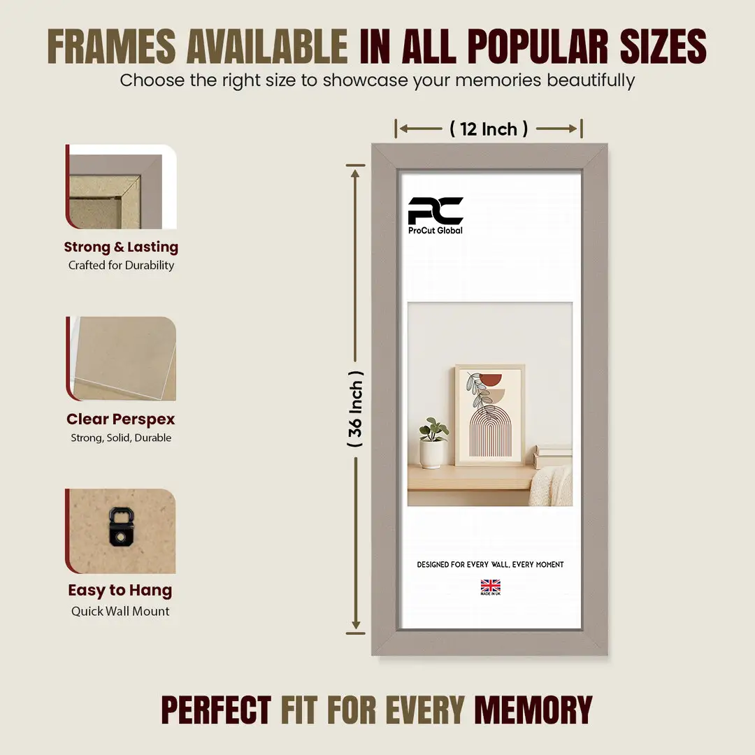 36x12" Modern Rose Gold Picture Frame - Premium Photo Frame With Perspex Front thumbnail 4