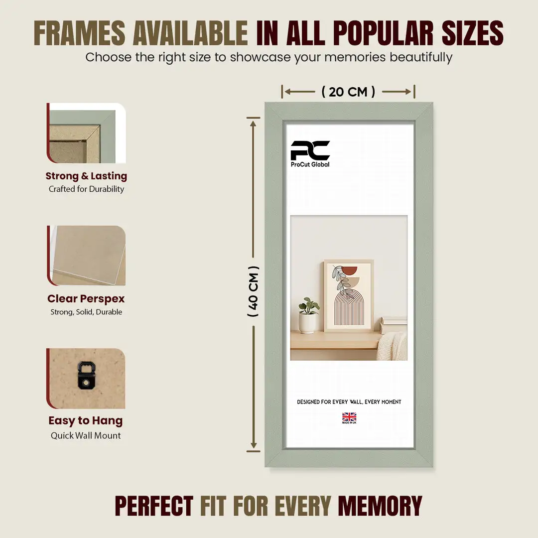 40x20cm Modern Green Picture Frame - Elegant Wall Frame With Perspex Front thumbnail 4