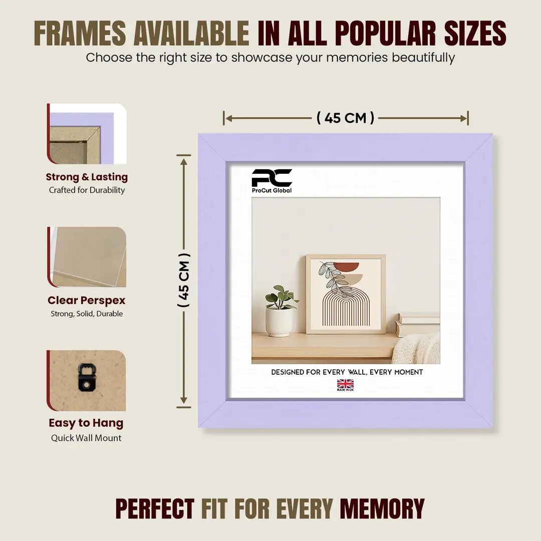 45x45cm Modern Purple Picture Frame | Beautiful Wall Frame With Perspex Front thumbnail 4