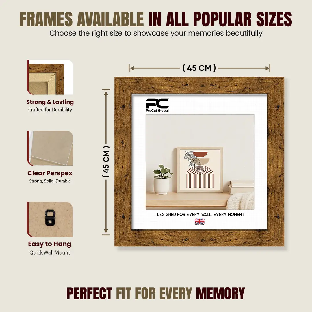 45x45cm Modern Rustic Oak Picture Frame - Premium Photo Frame With Perspex Front thumbnail 4
