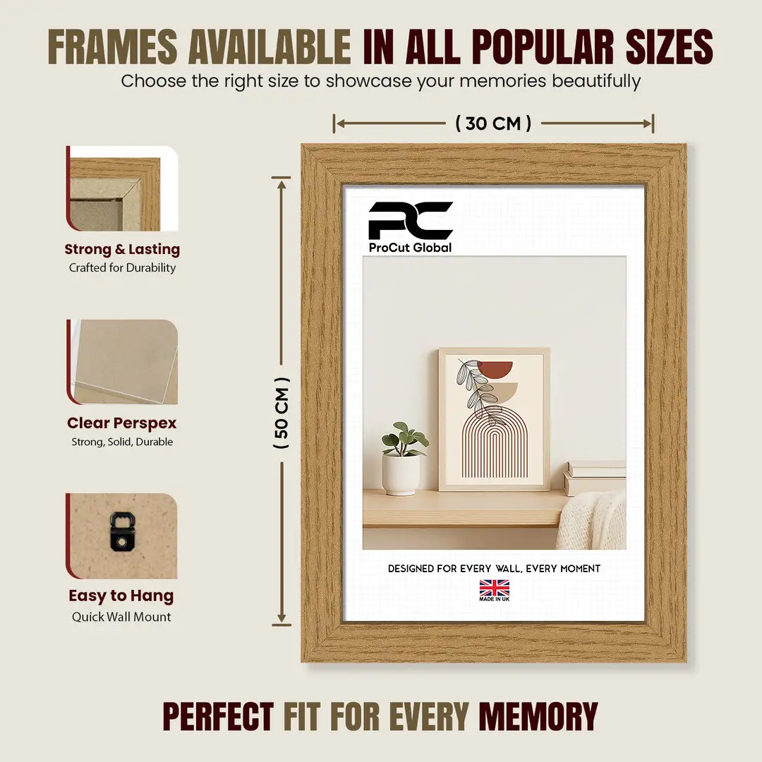 50x30cm Modern Oak Picture Frame - Premium Photo Frame With Perspex Front thumbnail 4