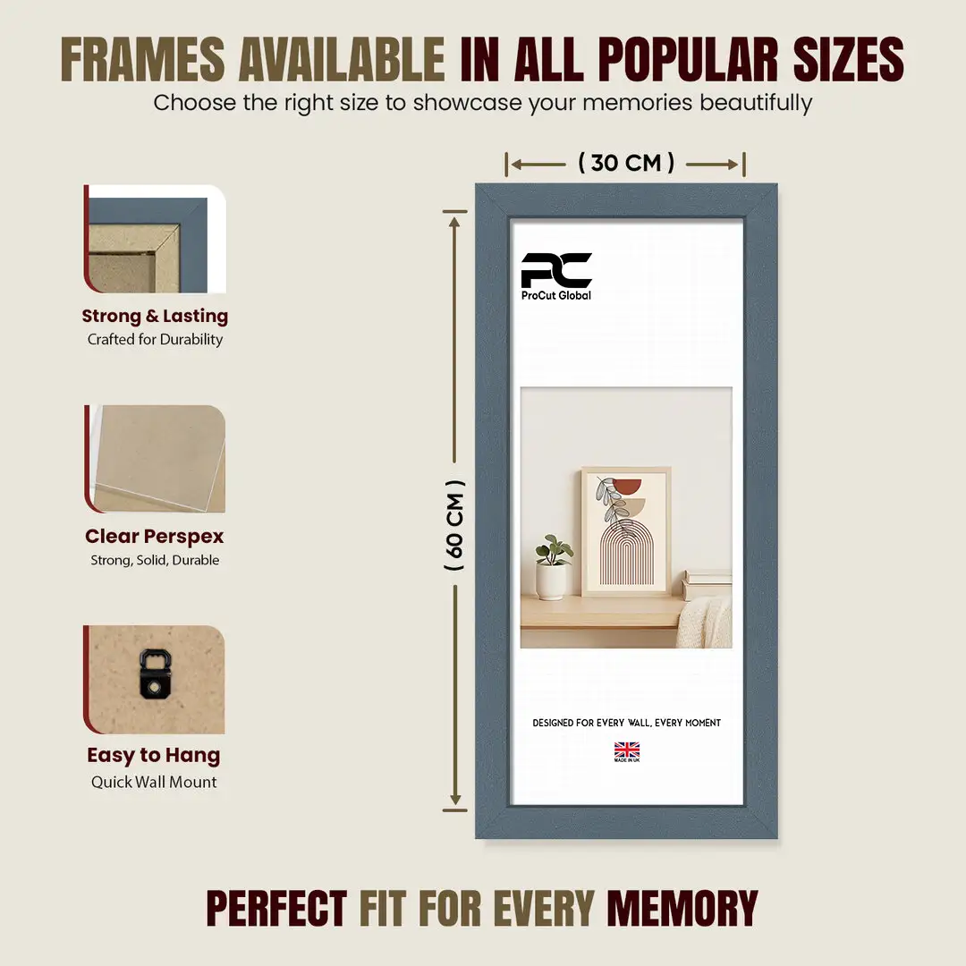 60x30cm Modern Navy Blue Picture Frame | Beautiful Wall Frame With Perspex Front thumbnail 4