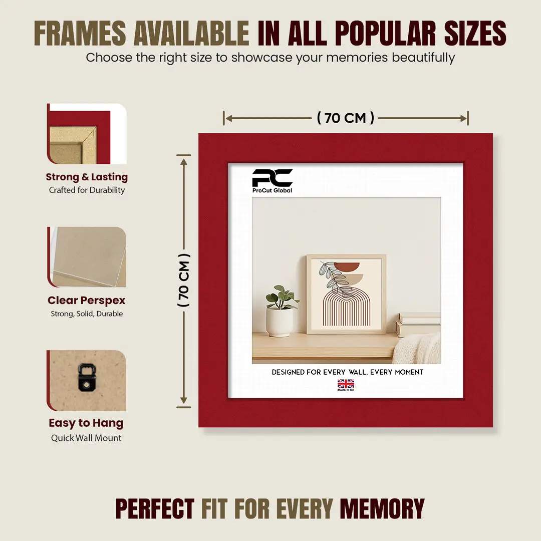 70x70cm Modern Red Picture Frame - Elegant Wall Frame With Perspex Front thumbnail 4