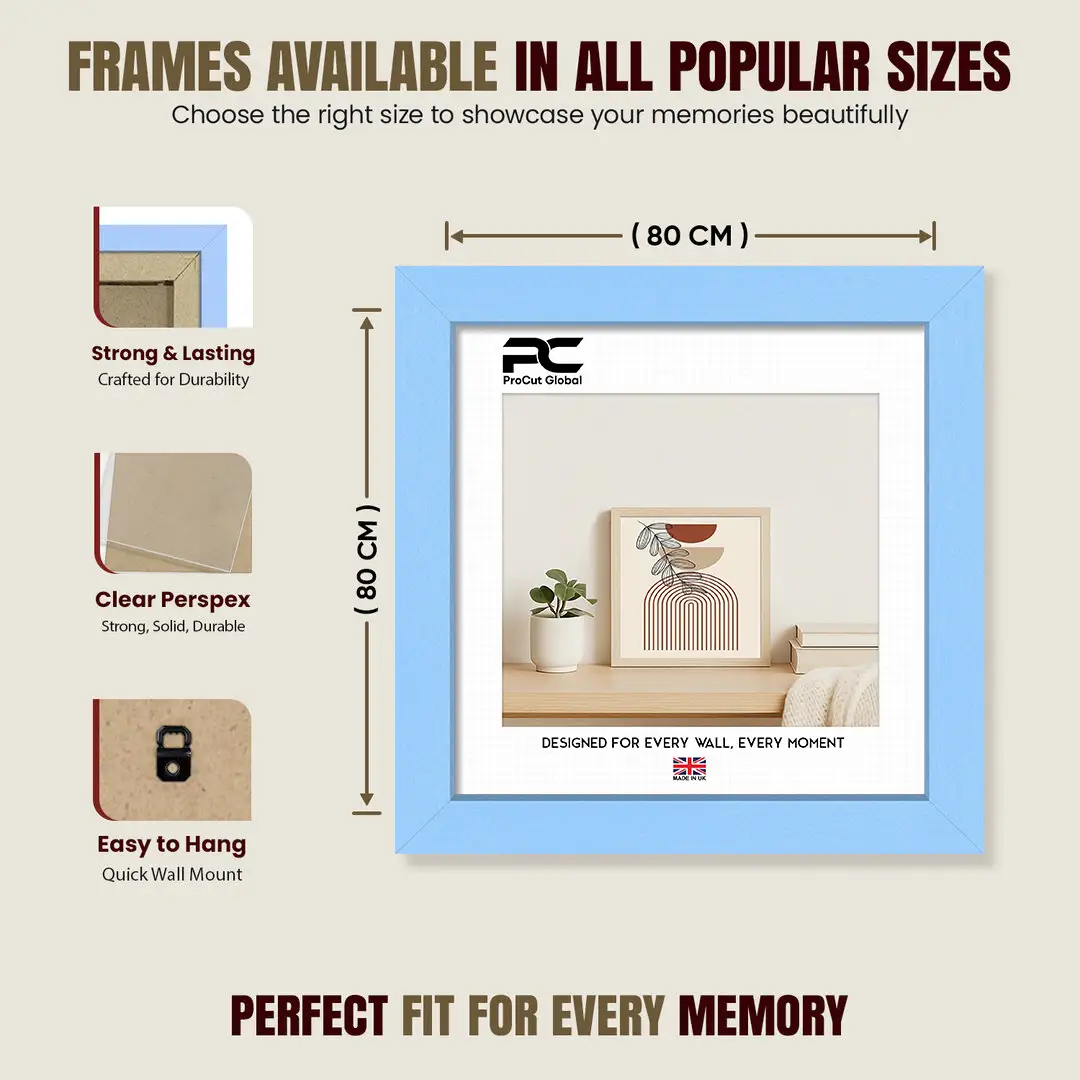 80x80cm Modern Baby Blue Picture Frame - Premium Photo Frame With Perspex Front thumbnail 4