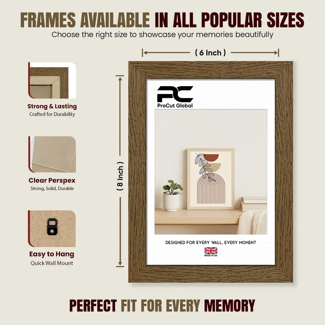 8x6" Modern Dark Oak Picture Frame - Premium Photo Frame With Perspex Front thumbnail 4