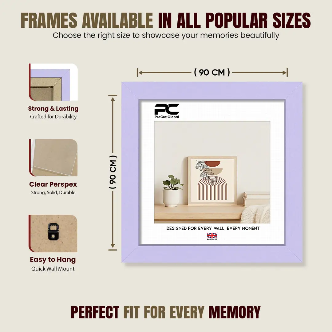 90x90cm Modern Purple Picture Frame - Premium Photo Frame With Perspex Front thumbnail 4