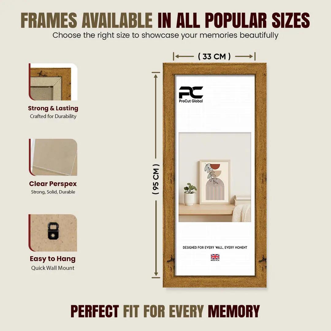 95x33cm Modern Rustic Oak Picture Frame | Beautiful Wall Frame With Perspex Front thumbnail 4